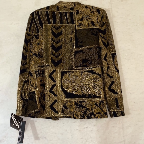 R&M Richards Elegant Black Gold And Tan Twofer Top - Picture 2 of 14